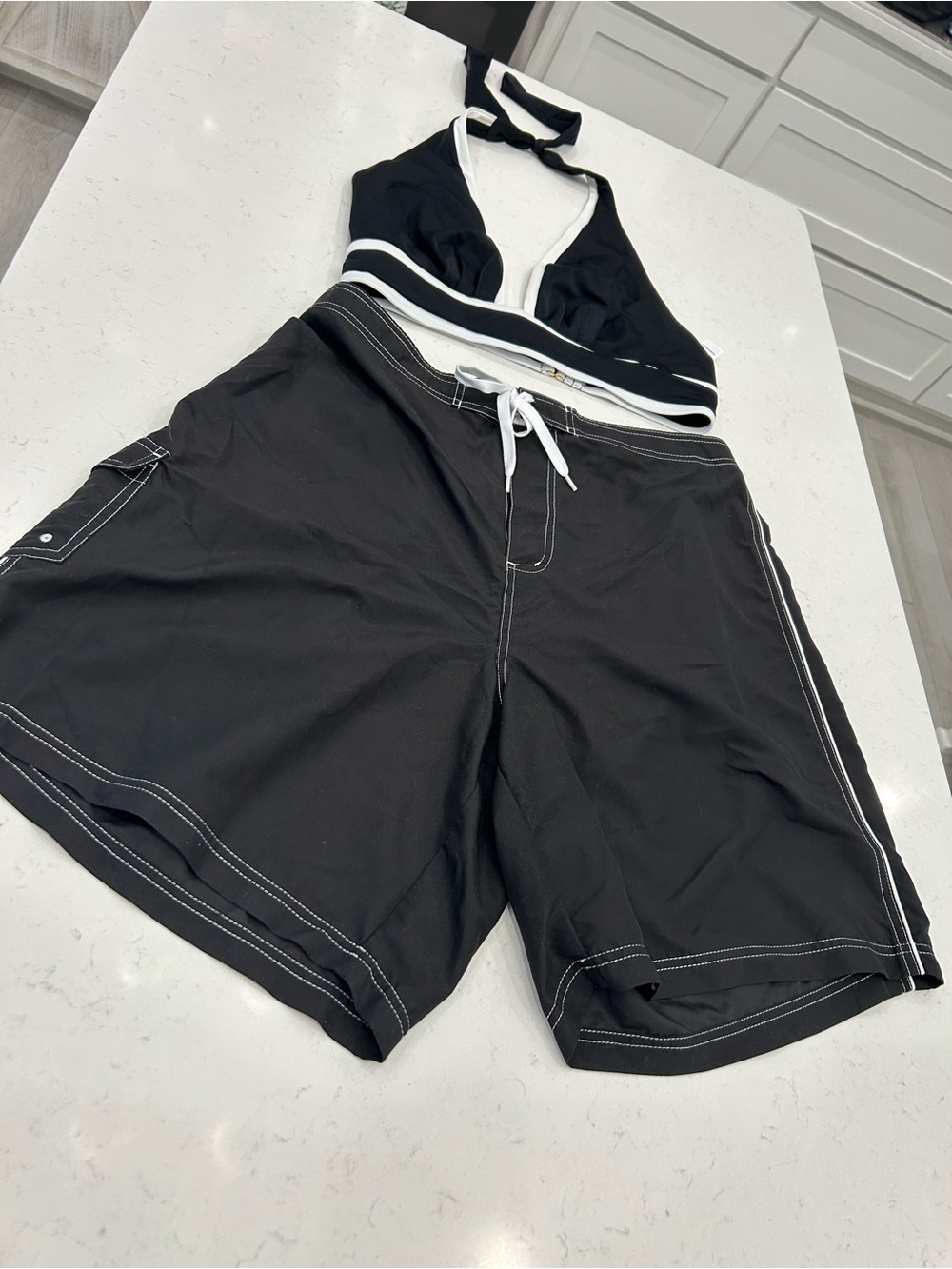 Swimsuits For All Black and White Two-Piece Swim Set